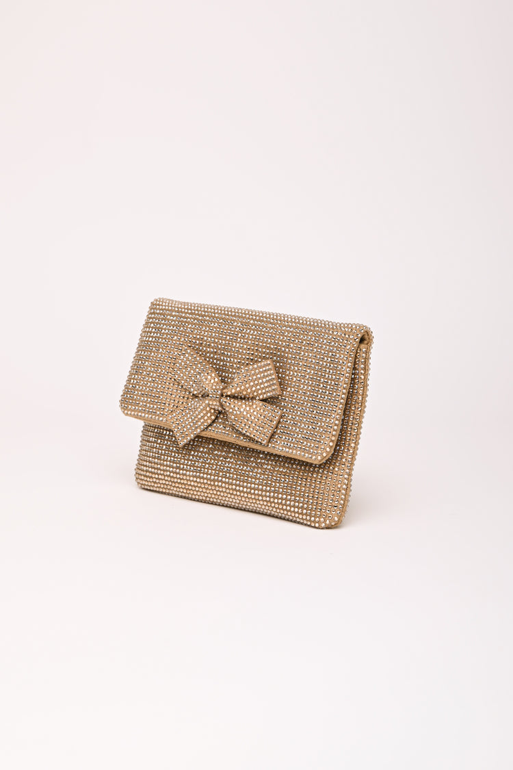Pochette con strass e fiocco