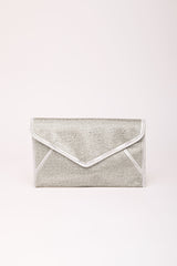 Pochette con decorazione strass argento