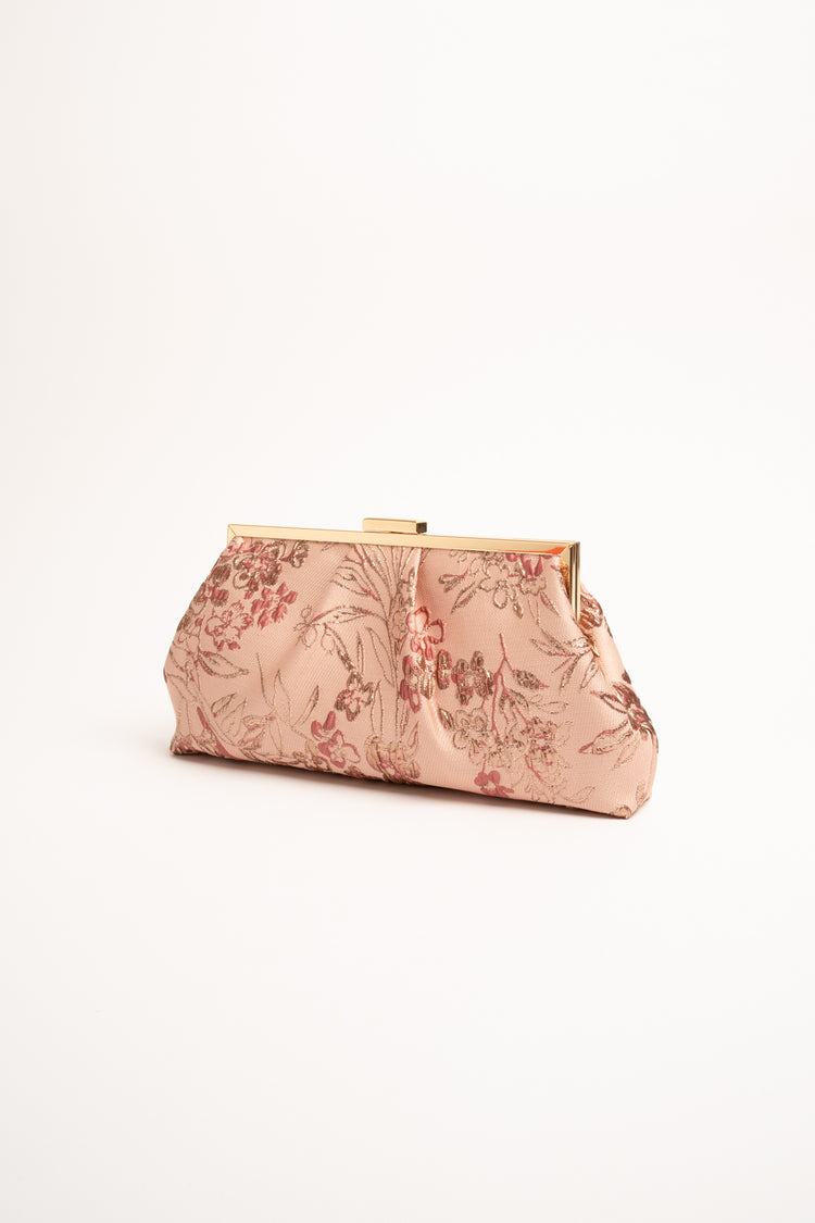 Pochette in jacquard floreale rosa