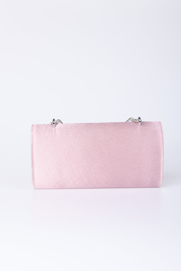Pochette in raso con manico in strass