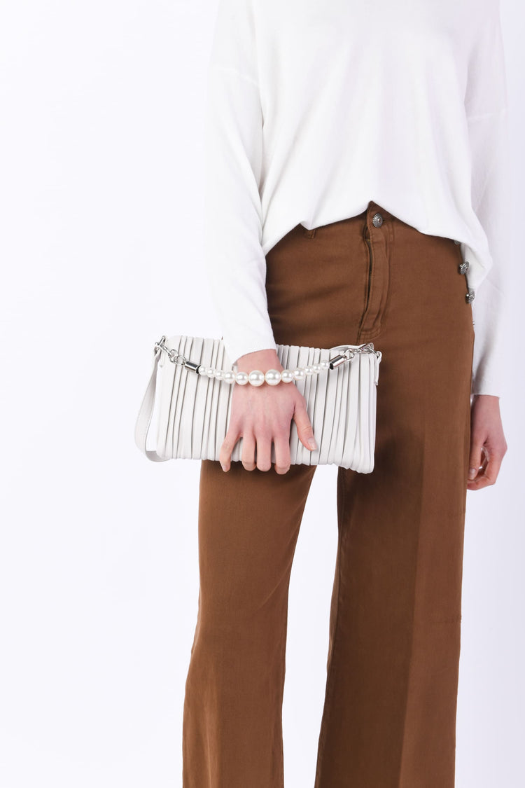 Pochette in similpelle plissé