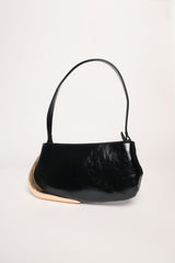 Borsa piccola nera con placca dorata