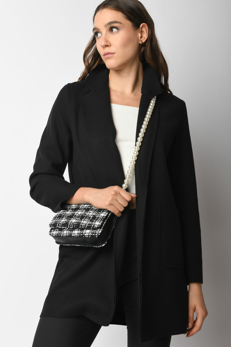 Borsa in check bouclé