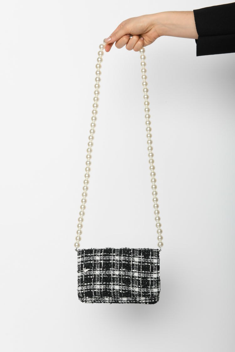Borsa in check bouclé