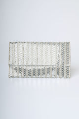 Pochette a righe in strass