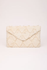 Pochette in denim jacquard a rombi