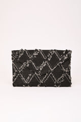 Pochette in denim jacquard a rombi