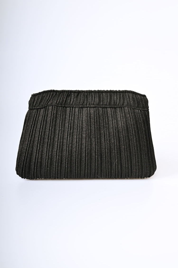 Pochette in plissé lamé con fiocco
