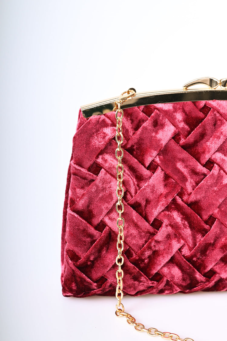 Pochette in velluto intrecciato