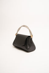 Pochette nera con doppio manico in strass