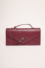Borsa in similpelle intrecciata bordeaux