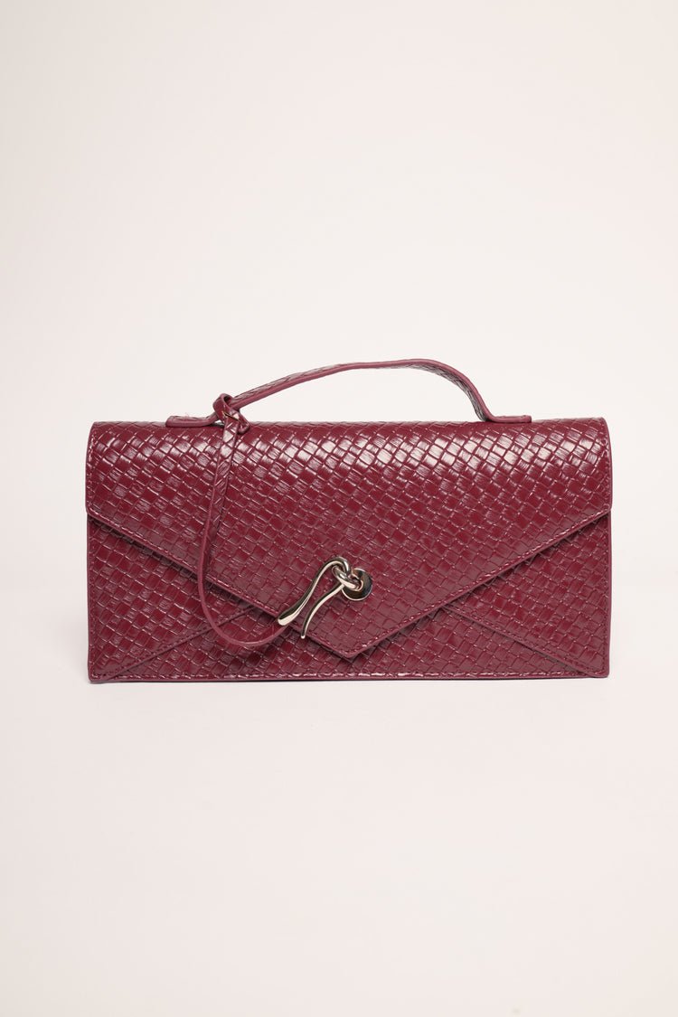Borsa in similpelle intrecciata bordeaux