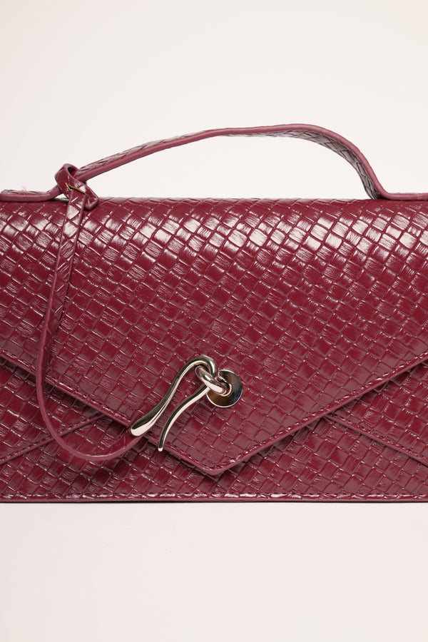 Borsa in similpelle intrecciata bordeaux