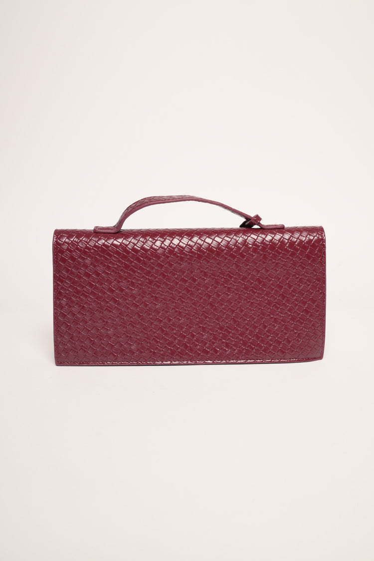 Borsa in similpelle intrecciata bordeaux
