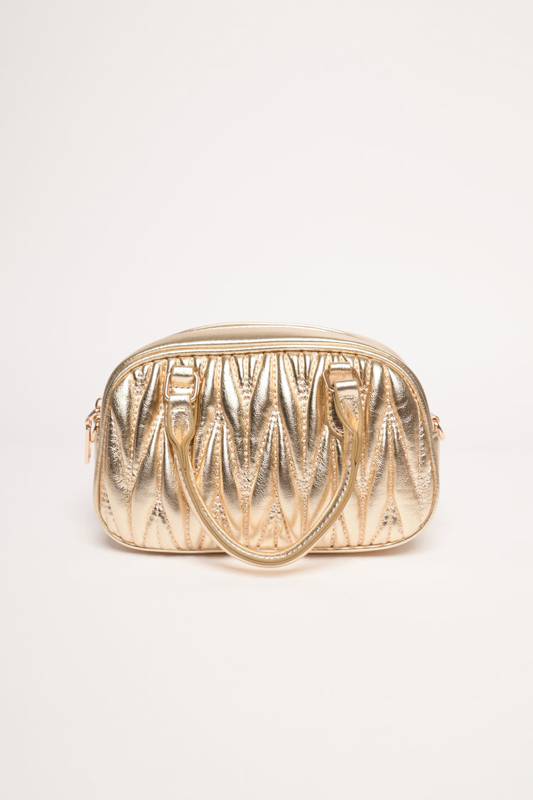 Borsa piccola in similpelle trapuntata oro