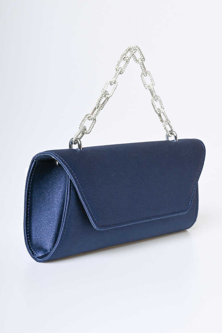 Pochette in raso con manico gioiello