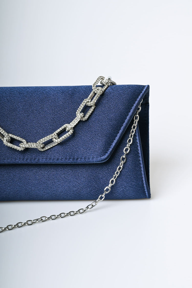 Pochette in raso con manico gioiello