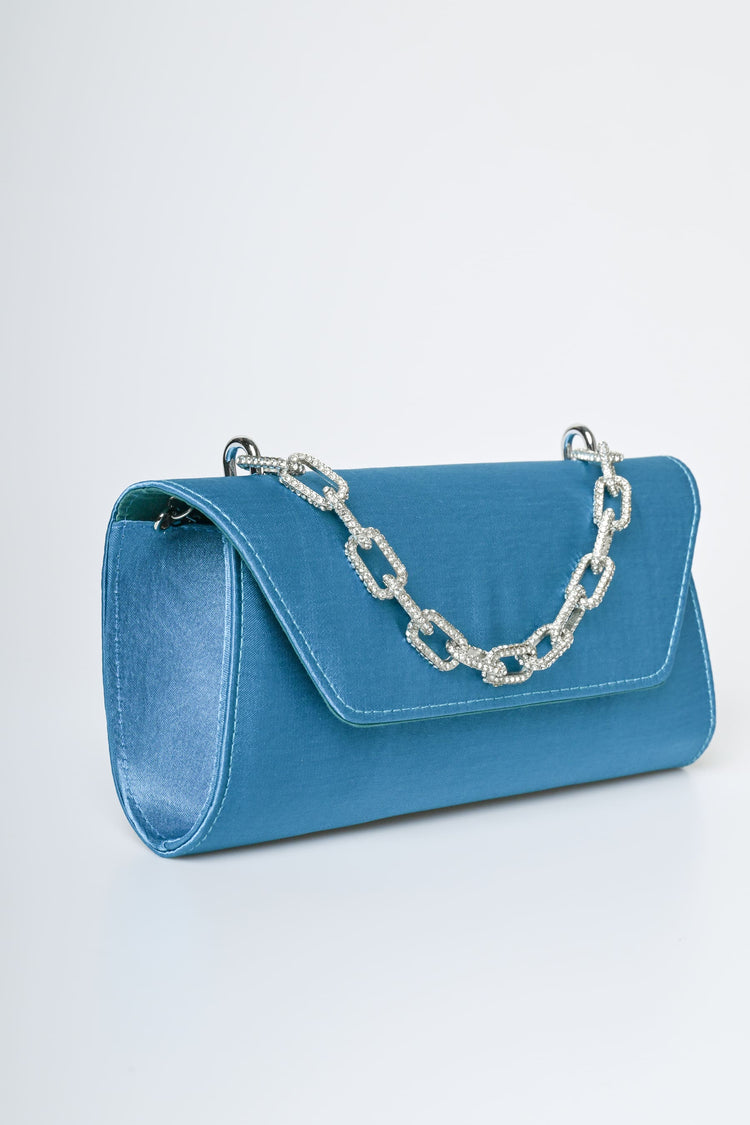 Pochette in raso con manico gioiello