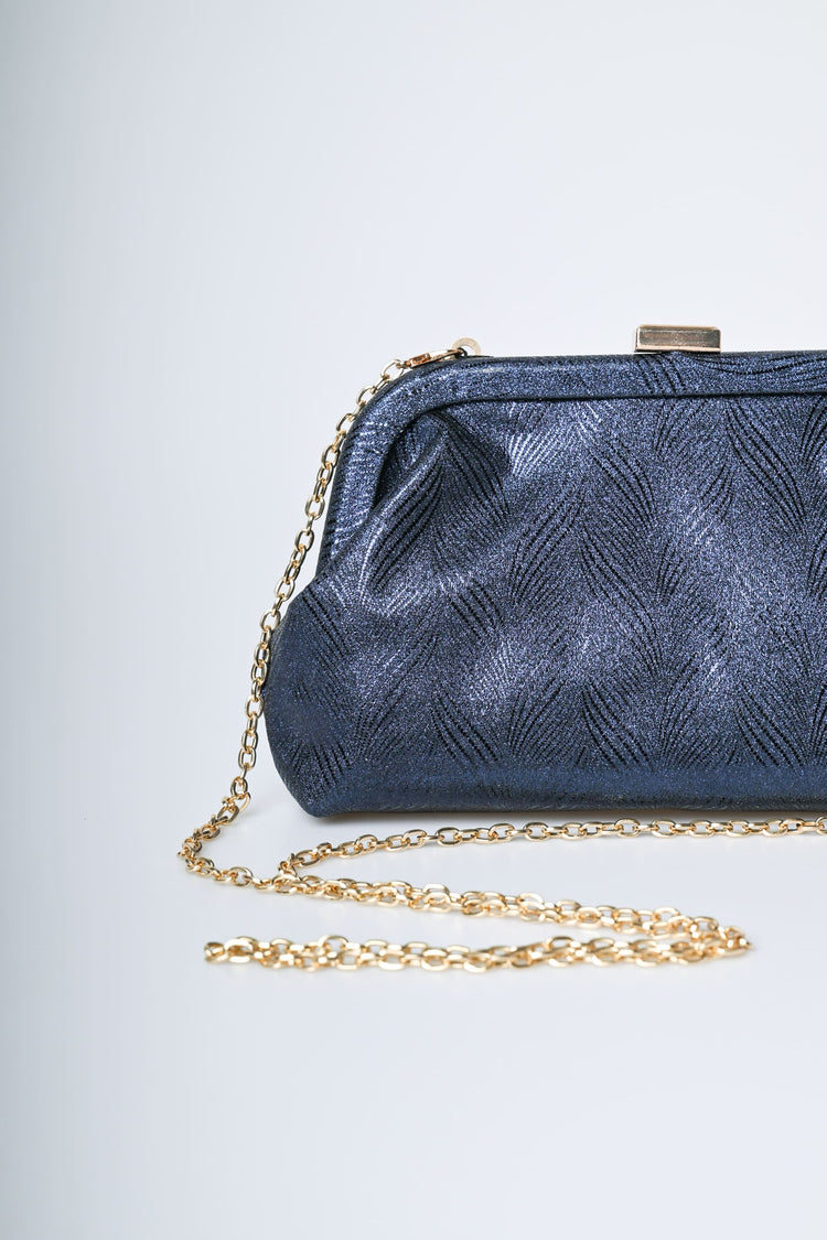 Clutch in tessuto lamé