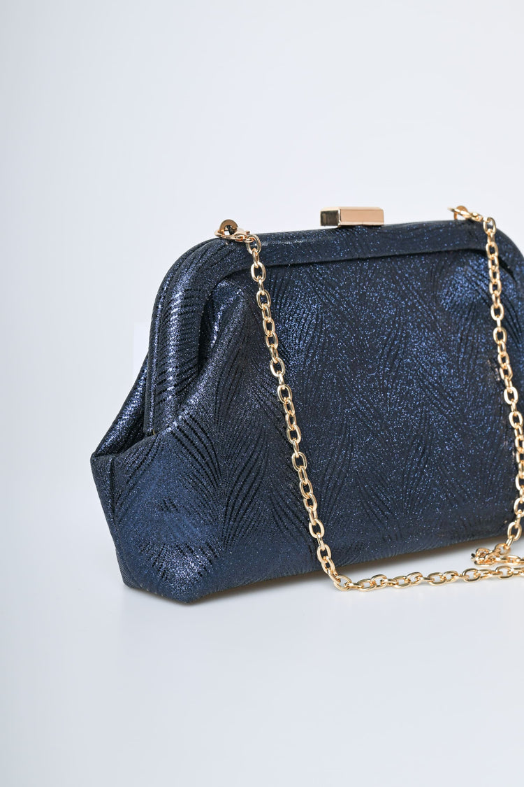 Clutch in tessuto lamé
