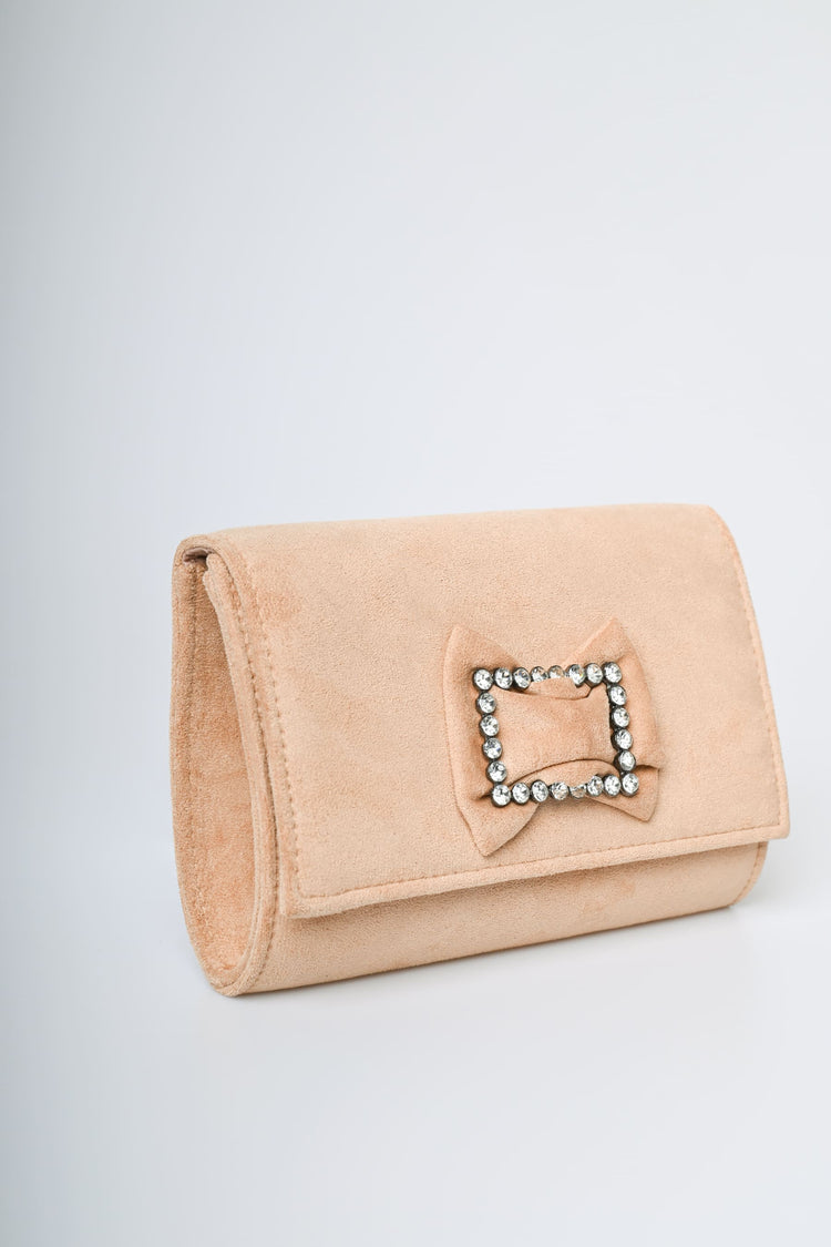 Pochette con fiocco e fibbia gioiello