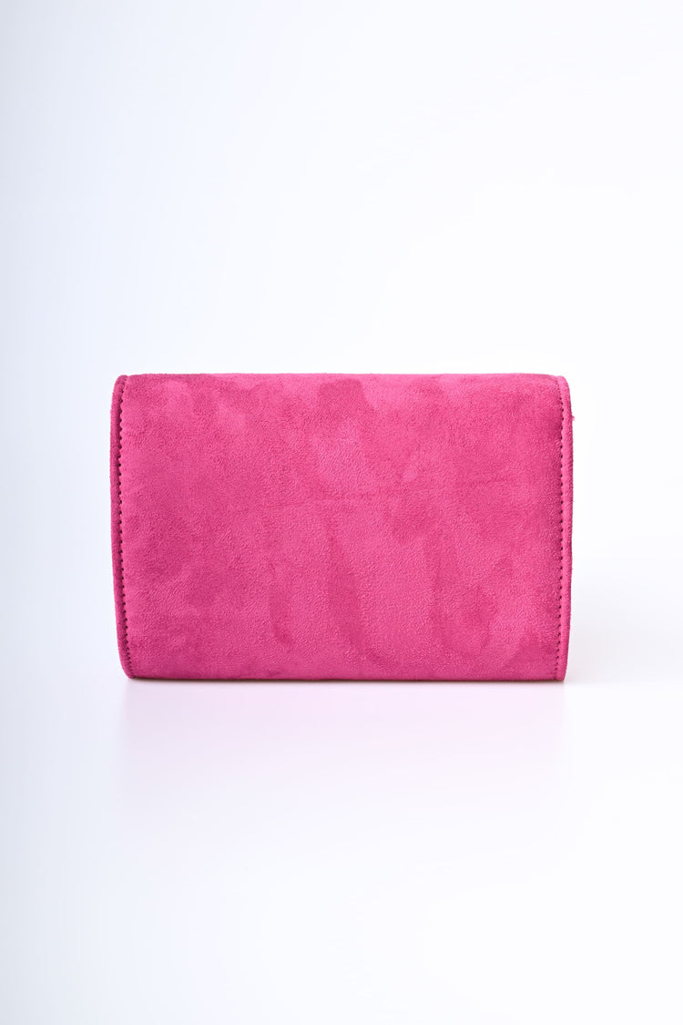 Borsa in faux suede con fibbia in strass