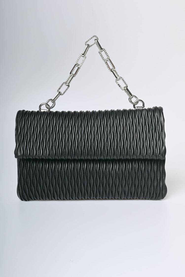 Pochette goffrata con manico gioiello