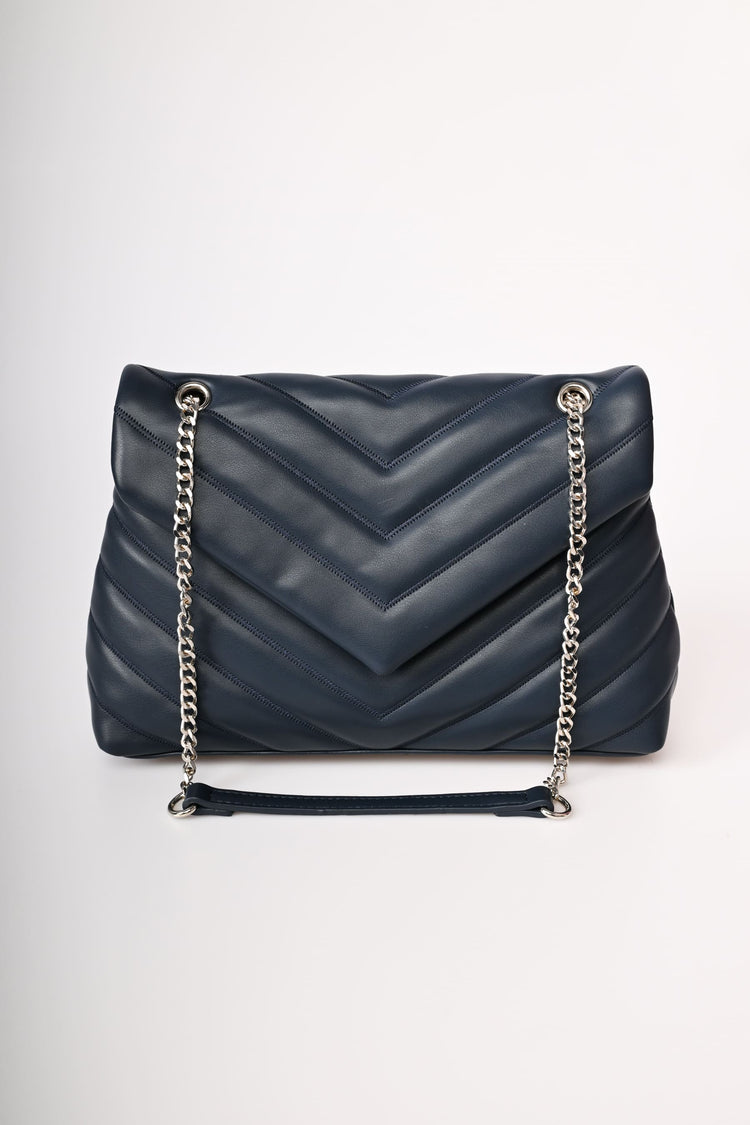 Borsa in similpelle trapuntata