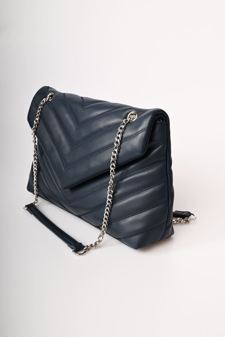 Borsa in similpelle trapuntata