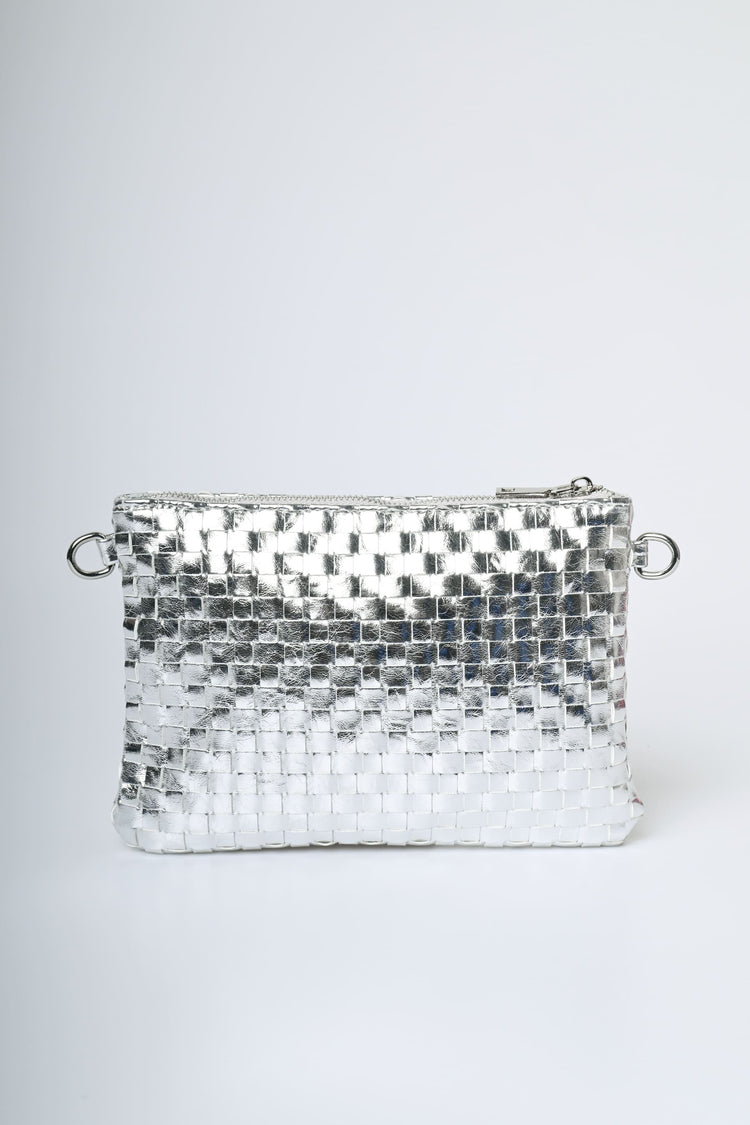 Pochette in similpelle intrecciata