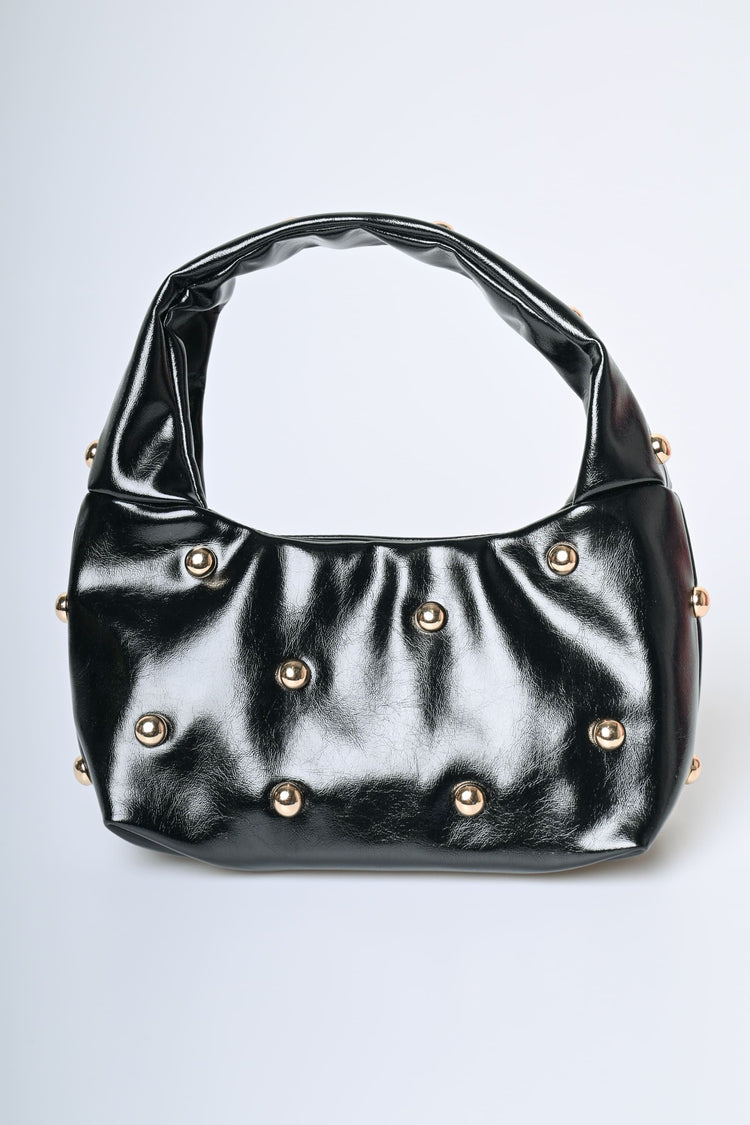 Borsa piccola a mezzaluna con borchie