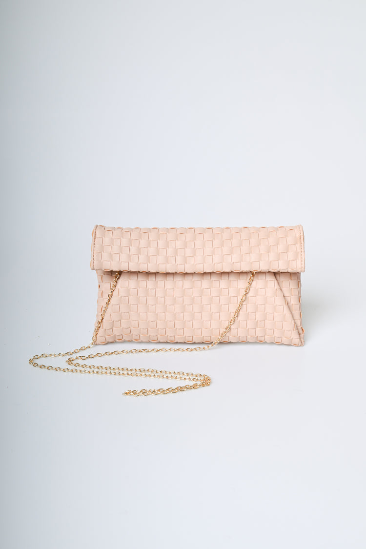 Pochette a busta in similpelle intrecciata