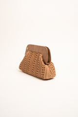 Pochette in paglia crochet beige