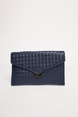 Pochette in similpelle intrecciata blu
