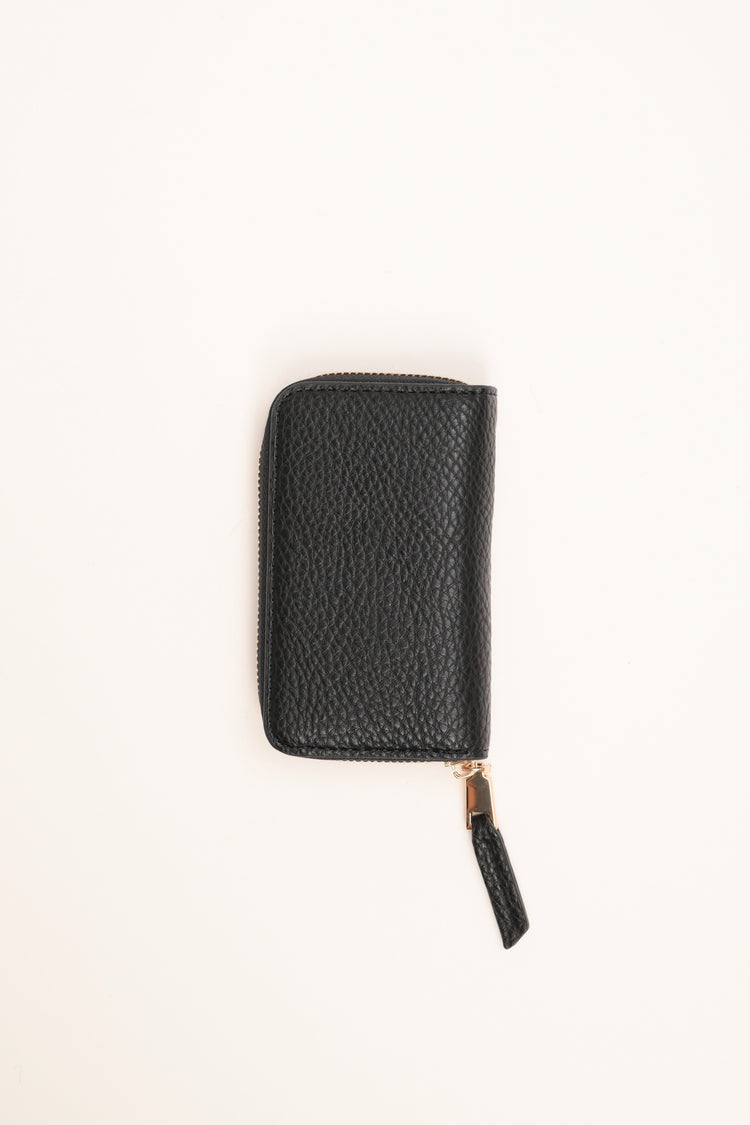 Portafoglio basic in similpelle nera con zip
