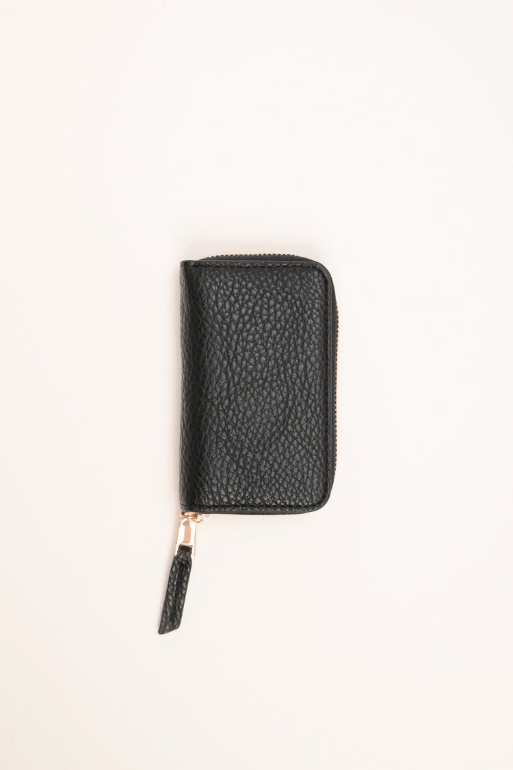 Portafoglio basic in similpelle nera con zip