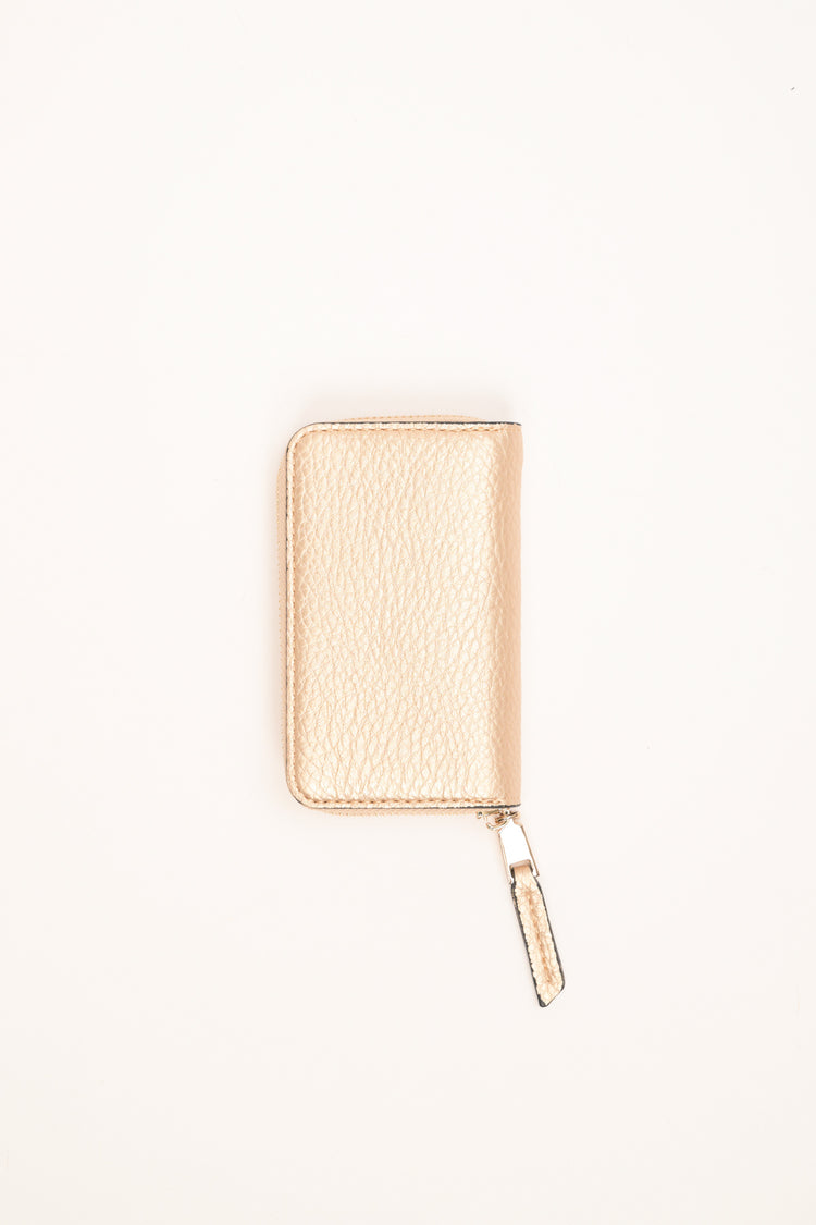 Portafoglio basic in similpelle dorata con zip