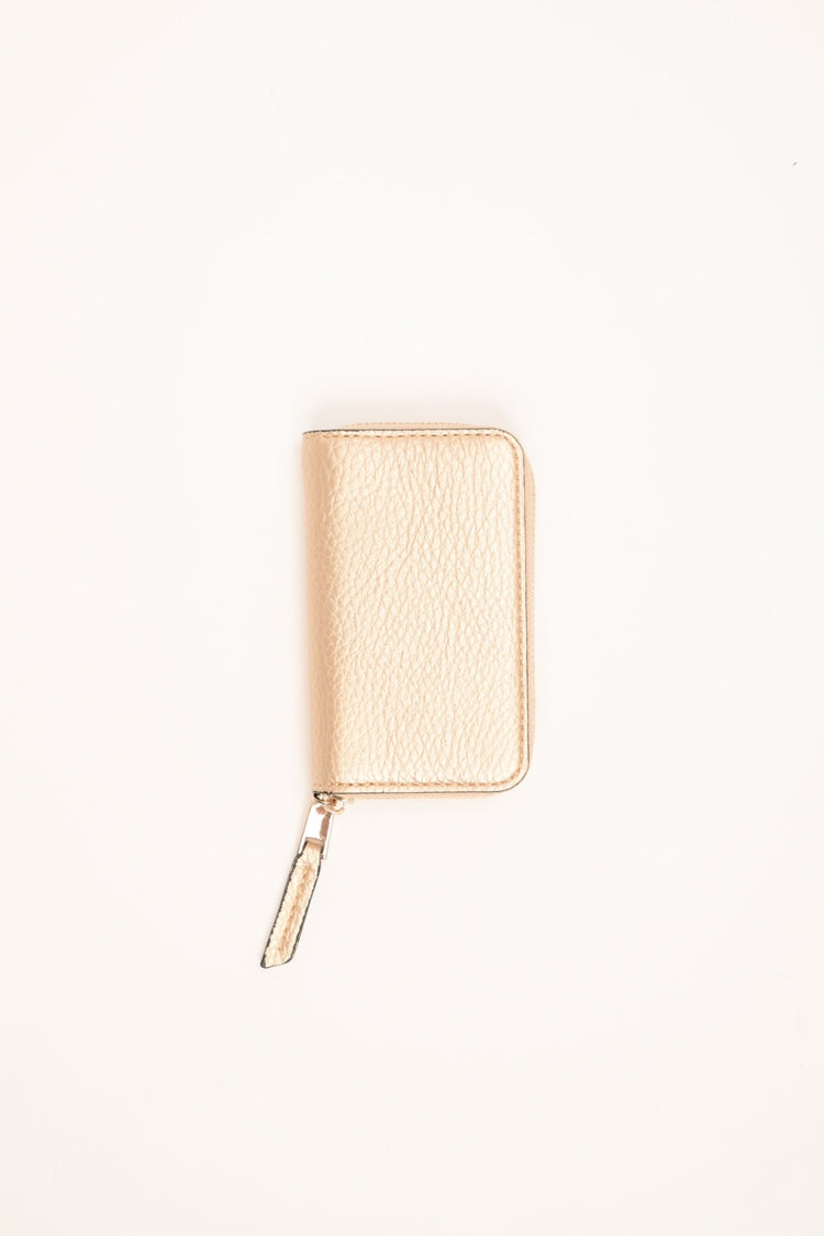 Portafoglio basic in similpelle dorata con zip