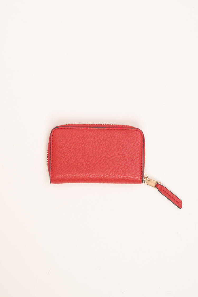 Portafoglio basic in similpelle rossa con zip
