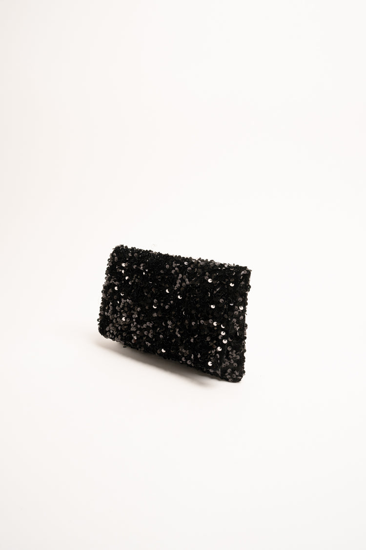 Pochette con paillettes nere