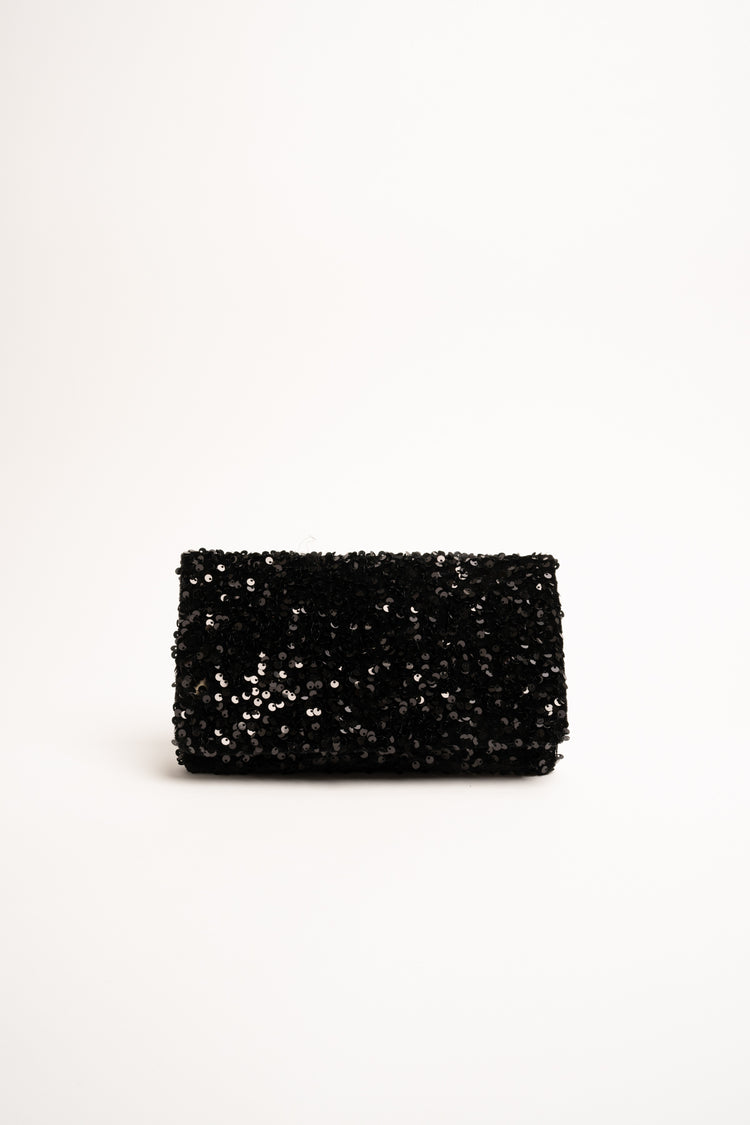 Pochette con paillettes nere