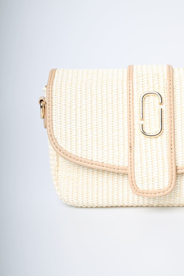 Borsa piccola a spalla in rafia