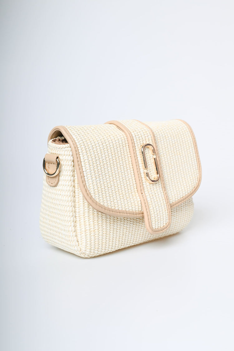 Borsa piccola a spalla in rafia
