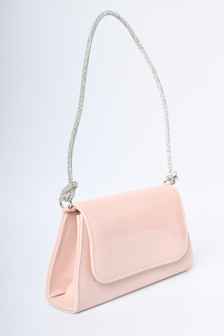 Borsa a spalla con manico in strass