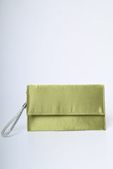 Pochette in raso con manico in strass
