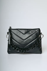Pochette con motivo chevron e catenella