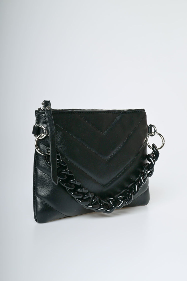 Pochette con motivo chevron e catenella