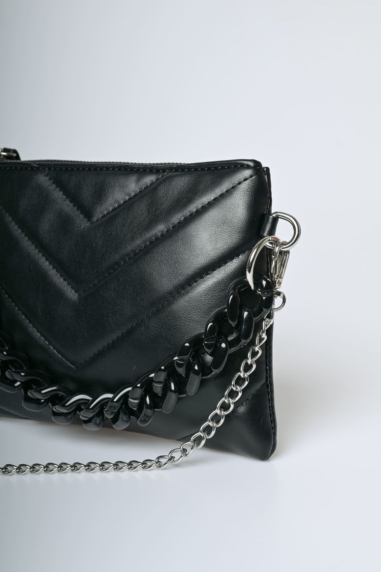 Pochette con motivo chevron e catenella