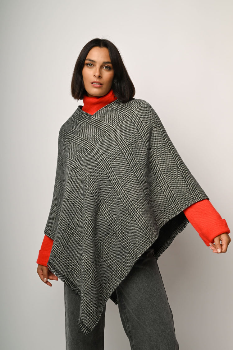 Poncho con motivo Principe di Galles