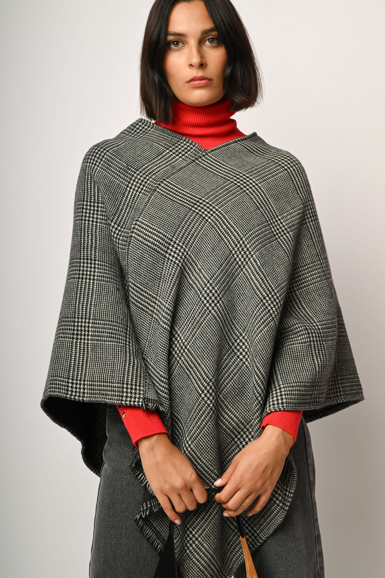 Poncho con motivo Principe di Galles